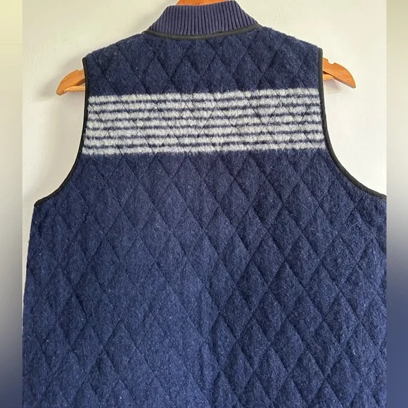 Madewell Blue/White Reversible Vest in Stripe Wool/Quilted Size Small EUC - Picture 7 of 15